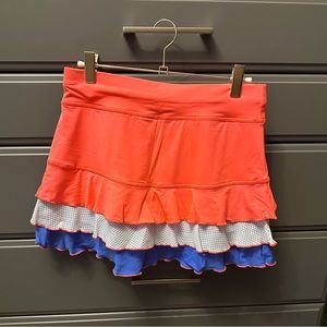 Sofibella (1686) Triple Ruffle Skort, Poppy, White & Blue With white short